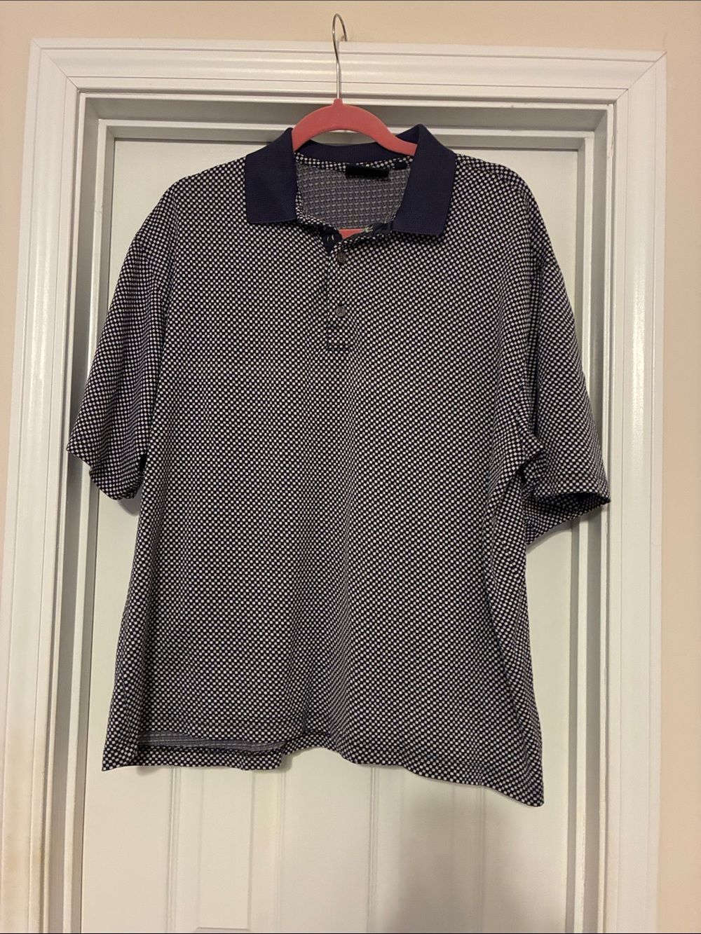 Bobby Jones XL Navy and‎ White Micro-Pattern Polo